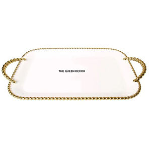 Leaf Handles Perfect for Snacks Stylish Durable Ideal for Table Decor <b>Gift</b> Elegant Wooden Serving Tray with Decorative Metal - Product Image 3