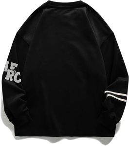 ELFRIC EDEN เสื้อสเวตเชิ้ตคอกลมโอเวอร์ไซส์สีดำสำหรับผู้ชาย 74 พิมพ์ลายสตรีทแวร์เสื้อพูลโอเวอร์ทรงปกติผ้าฝ้าย FRENCH TERRY ฤดูใบไม้ร่วง - Product Image 2