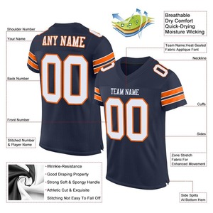 CustomFootballJerseyPremium Quality Soccer UniformEM&ODM ManufacturerShips Free Custom Navy <b>White</b>-Orange Mesh Authentic <b>Football</b> - Product Image 2