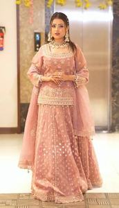 Nouvelle robe de mariée indienne exclusive en georgette lourde avec broderie, séchage rapide, lehenga choli, dupatta, ensemble 3 pièces pour femmes - Product Image 6