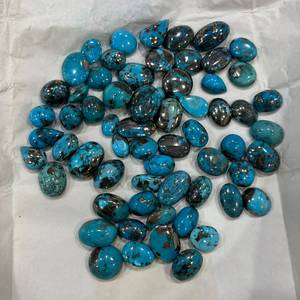 Cabochons en turquoise naturelle en vrac, pierres précieuses bleues polies, écologiques, formes variées avec certificat, pour la fabrication de bijoux - Product Image 6