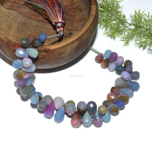 Perles en forme de larme à facettes en opale naturelle 6 "pouces 8x6 à 12x7 MM brin de pierres précieuses de qualité supérieure fait à la main pour la fabrication de bijoux - Product Image 2