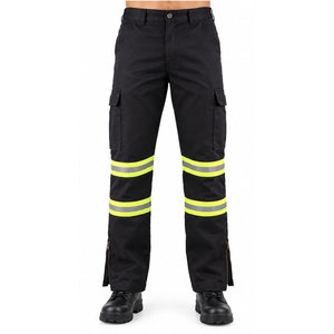 Pantalon de travail réfléchissant noir 100 % coton pour homme, personnalisable avec logo, pantalon cargo pour la construction et les mines - Product Image 2