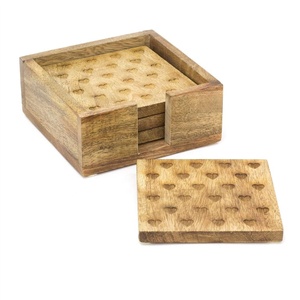 Sous-verres carrés de luxe en bois MDF poli foncé, faits à la main, écologiques, épaisseur 10 mm, Artizon Studio AS-WC640, vente en gros - Product Image 1