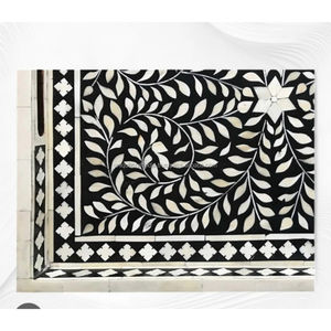 Plateau de service octogonal en bois avec incrustations florales bleues, design classique de Jaipur, artisanat naturel, fabriqué à la main avec soin - Product Image 4