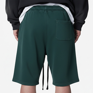 Shorts de jogging pour hommes en polyester/coton de haute qualité, tissu molletonné épais, couleur unie, style décontracté hip-hop, séchage rapide - Product Image 2