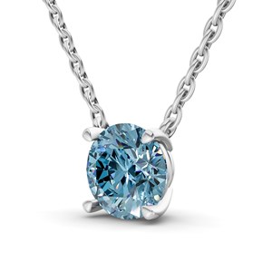 Collier solitaire de haute qualité en or 10 carats avec diamant bleu glace Lluvia créé en laboratoire, taille ronde, disponible en 0,5 ct. Tw. - Product Image 3