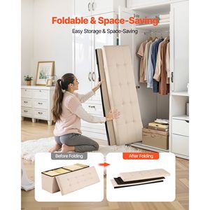 Panca contenitore pieghevole in lino per fondo letto, con borse laterali, imbottita, supporta fino a 300 kg, ideale come seduta - Product Image 4