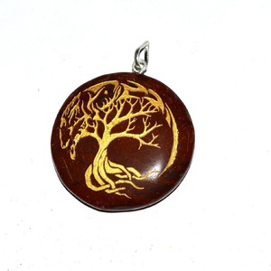 จี้จานแจสเปอร์สีแดงสำหรับจักระสันสกฤตทั้งเจ็ดจี้สลักรูปจักระ - Product Image 3