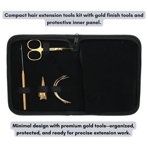 Kit d'outils professionnels pour extensions de cheveux noirs avec pince à extensions, mini-ciseaux, anneau de séparation et outil à crochet - Product Image 5