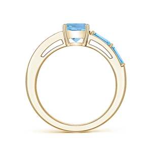 14K Solid Solid Gold Ring Natural Aquamarine Round 7 mm Natural Diamonds Halo Fine Jewelry IGI Certified Color - Product Image 3