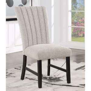 Set di 2 Sedie da Pranzo Contemporanee in Tessuto Bouclé Grigio con Gambe in Legno Nero, Stile Unico e Moderno - Product Image 2