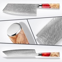 Viking Art Ambidextrous Cleavermes Damascus Staal Chinees Koksmes Professioneel Slagermes Scherp Vlees Groente Keukenmes