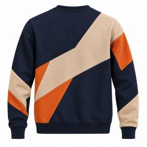 <b>Mens</b> Premium Fleece Eco-Friendly Quick Dry Diagonal Color Block Crewneck Sweatshirt Custom Casual Athletic <b>Pullover</b> - Product Image 5