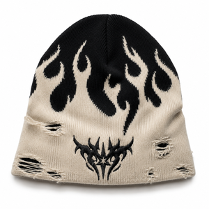 Gorro de Punto Personalizado con Logotipo OEM ODM, Gorro de Invierno Cálido Unisex con Patrón de Llamas, Gorra de Moda Urbana, Proveedor Mayorista - Product Image 4