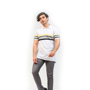 Chemise d'hiver décontractée pour homme à manches courtes, en tricot uni 100% coton respirant, col rabattu, logo personnalisé, coupe classique, noir et blanc - Product Image 1