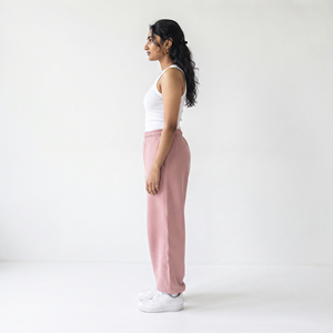 Women High Waist Polyester Sweat Pants Loose Fit Full Length Drawstring Waist Sweat Pant Ladies Casual Winter Wear Sweat Pants - Product Image 3