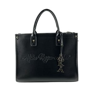 Sac fourre-tout AKA Midnight en similicuir noir, sac à main à bandoulière avec logo AKA en relief, grand sac fourre-tout pour femme, idéal pour tous les jours - Product Image 3