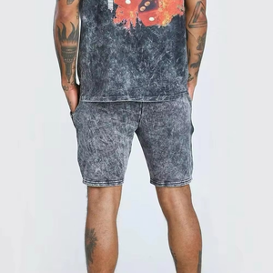 เสื้อยืดแขนสั้นและกางเกงขาสั้นผู้ชายผ้าฝ้าย ชุดเซ็ตคู่ ใส่สบาย ระบายอากาศได้ดี 100% ผ้าฝ้าย สีสันปรับแต่งได้ รับผลิตแบบ OEM สินค้ามาใหม่ ขายดี - Product Image 5