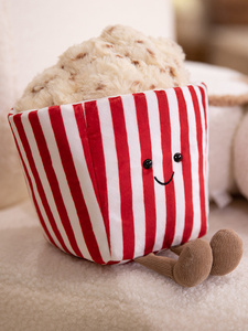 Peluche Personalizado de Palomitas de Maíz, de Algodón PP y Poliéster, Suave, en Cubo Rayado Beige, Almohada y Accesorios de Llavero - Product Image 3