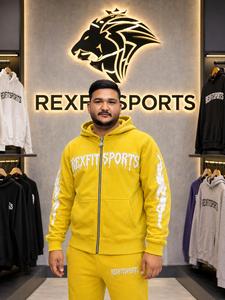 REXFITSPORTS Sudadera con Capucha Gráfica Amarilla para Hombre 2026, 280-300 GSM, Algodón y Poliéster, Forro Polar, Sudadera con Capucha Personalizada Estilo Urbano - Product Image 5
