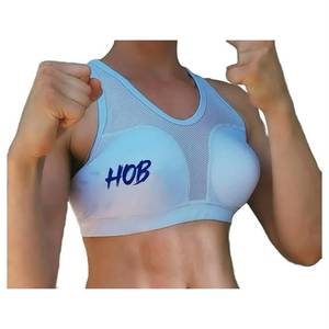 Sujetador deportivo sin aros transpirable para mujer, color azul claro, con estampado de letras en malla, HOB, con almohadillas extraíbles - Product Image 1
