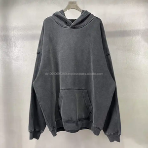 Sudaderas con capucha de algodón de peso pesado logotipo personalizado bordado 500gsm francés Terry gota hombro en blanco lavado con ácido Vintage HoodieDDP envío - Product Image 2