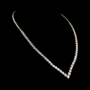 V Shape Diamond Tennis <b>Necklace</b> for Women Lab Grown Diamonds IGI Certified Wedding Party Gift Jewelry Elegant <b>Statement</b> <b>Necklace</b> - Product Image 1