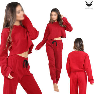 Stylish Women Crop Top Sweatsuit Outfit With Shirt And Jogger Pants Casual Two Piece Tracksuit For Sports And Travel - Product Image 4