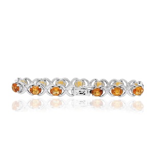 Wholesale 925 Sterling <b>Silver</b> Natural Oval Citrine Cubic Zirconia Criss Cross Link <b>Bracelet</b> Memoria Jewels - Product Image 3