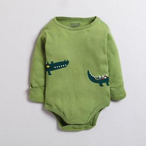 Combinaison à manches longues Polka Tots avec mitaines pliées 100% coton super doux vert crocodile - Product Image 3