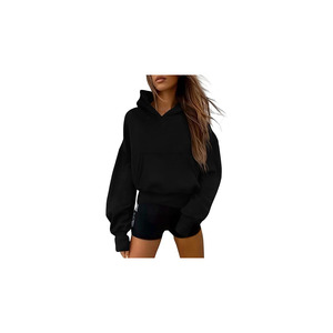 Sweat-shirt à capuche ample pour femme, couleur unie, pull à manches longues, haut décontracté confortable pour femme - Product Image 6