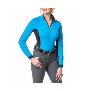 Camiseta de equitación para mujer OEM, elástica, capa base, ropa ecuestre profesional, de secado rápido, transpirable, de spandex/poliéster, personalizable - Product Image 1