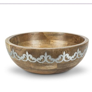 Bol de service alimentaire rond en bois de dernière conception avec base en métal pour table à manger, bols de service alimentaire multi-usages - Product Image 5