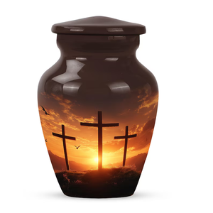 Personalized Cross Memorial Urn <b>Keepsake</b> Cremation Urn Chocolate Color Modern <b>Ashes</b> Container - Product Image 5
