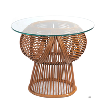 Table basse en rotin de conception asiatique minimaliste, faite à la main, confortable pour la maison, le bureau ou l'entrée