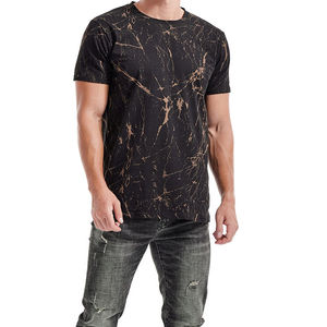 Camiseta de Manga Corta para Hombre, Diseño de Mármol Negro y Dorado, Corte Ajustado, Cuello Redondo, Informal, Tejido de Poliéster Transpirable, Fabricación OEM ODM - Product Image 2