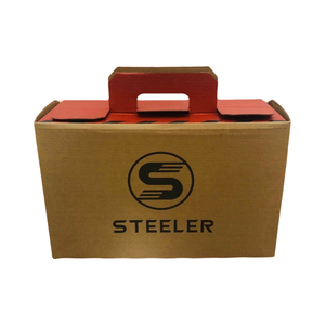 Caja de cartón corrugado reciclado OEM con asa de papel para embalaje de zapatos y regalos - Product Image 1