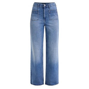 Best Price Mid Waist Denim Women's Wide Leg Casual <b>Winter</b> Solid Woven 100% Cotton Loose Fit Plus Size <b>Jeans</b> - Product Image 4
