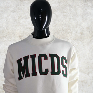 Sudadera de cuello redondo Micd Letter, ajuste regular, de algodón tejido, unisex, informal, para otoño, blanca, con estampado frontal, de tejido grueso. - Product Image 5