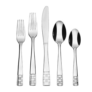 Ensemble de couverts classiques en acier inoxydable martelé, fourchette, couteau, cuillère, finition miroir, pour mariage, style occidental - Product Image 6