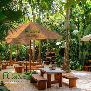 Outdoor Coir <b>Parasol</b> | Natural Coconut Fiber Woven Beach & Garden Shade Umbrella Made in Vietnam - Product Image 4