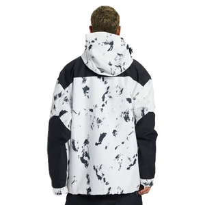 Blouson matelassé pour homme, blanc et noir, imprimé, imperméable, en toile, col montant, logo frontal, coupe ample sportive, fermeture éclair, automne - Product Image 2