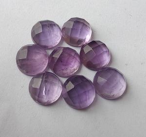Ametyste naturelle chauffée, taille brillant ronde, dos plat, calibrée, pierre précieuse en vrac pour bijoux avec effet de changement de couleur - Product Image 2