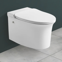 Wismart 107 Toilette intelligente murale en céramique avec évacuation en S, télécommande, capteur de pied, chasse d'eau automatique, désodorisation intégrée