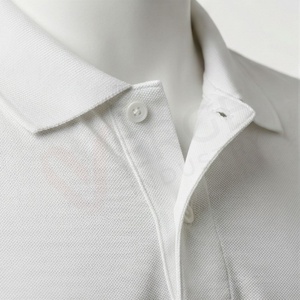 Polo en piqué de coton blanc à manches courtes pour homme, décontracté, respirant, coupe classique, design tricoté uni, poche avant - Product Image 4
