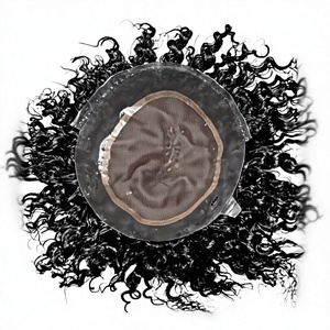 Capless Human Hair <b>Wig</b> Kinky Curl Black Style 9x6 Australia Made Custom Size - Product Image 1
