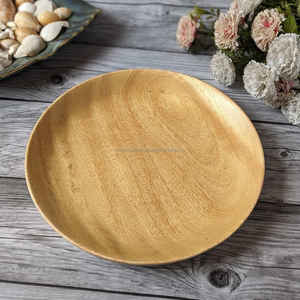 Plateau en bois de forme ronde de luxe plat poli pour la fête servant un coffre-fort durable et écologique - Product Image 3
