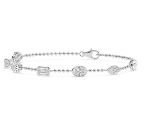 Dazzling 3.48 CTW Mixed Shape Lab Grown Diamond <b>Beaded</b> <b>Bracelet</b> in 9K Rose Gold - Product Image 4