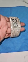 Montre de luxe Seiko à quartz pour homme, style antique, entièrement pavée de diamants, en acier inoxydable argenté, verre saphir, étanche 10 bars, forme carrée